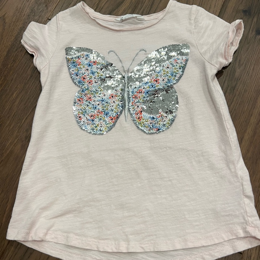 Butterfly Flip Sequin T Shirt H&M 6-8Y